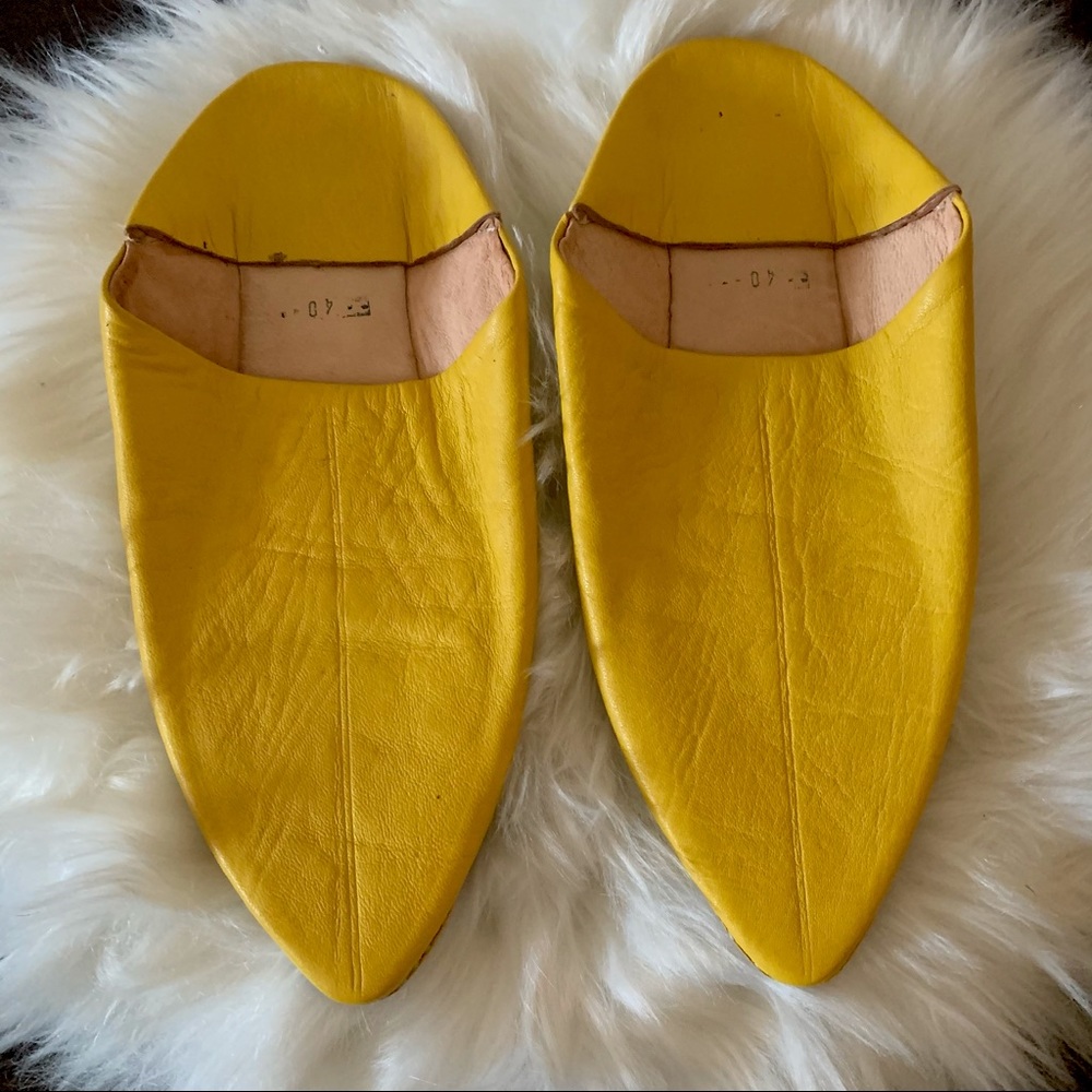 Brand New Yellow Genuine Moroccan Leather Slip-Ins